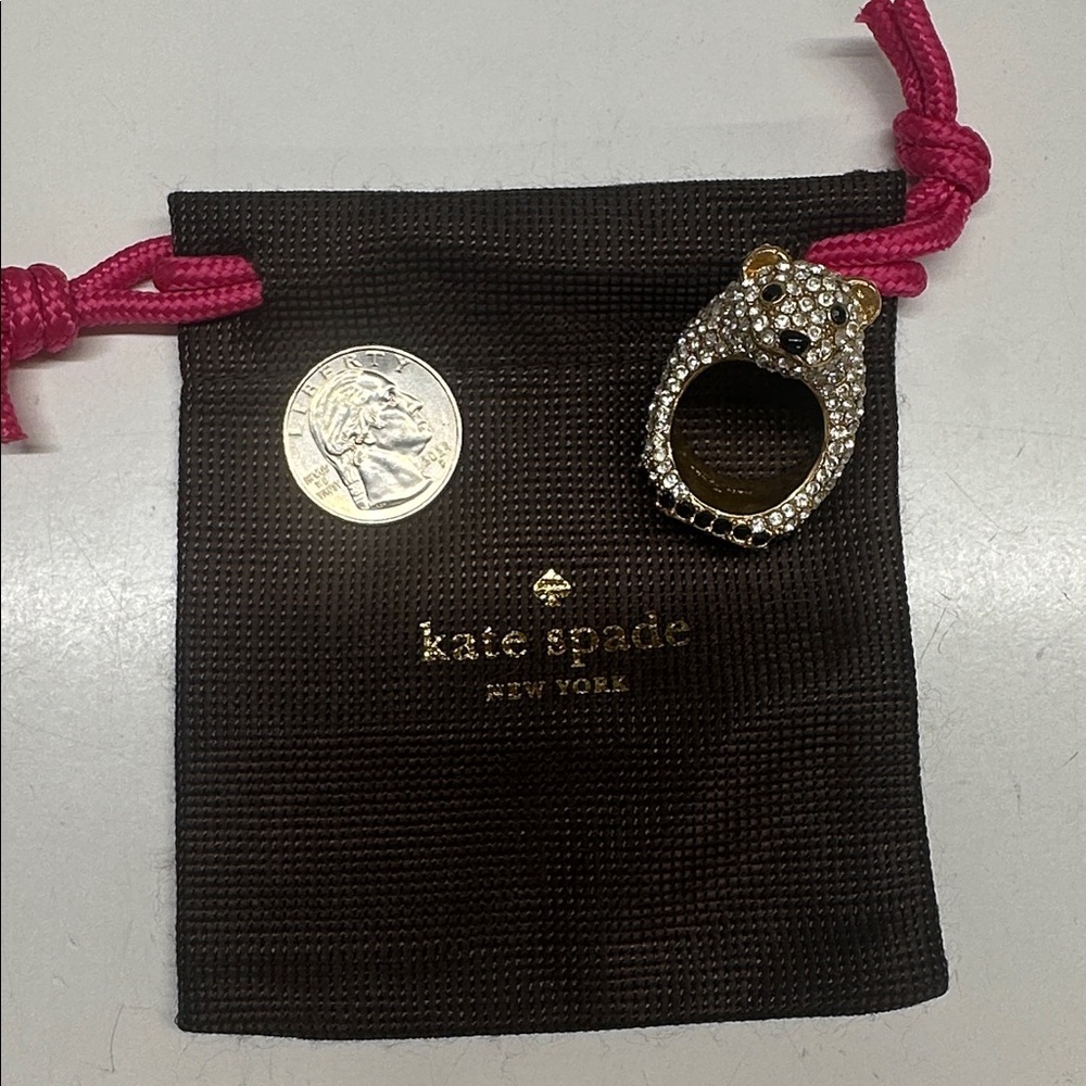 Kate Spade Cold Comforts Polar Bear Arctic Cocktail Ring Pave Jeweled Size 6 - Picture 8 of 9